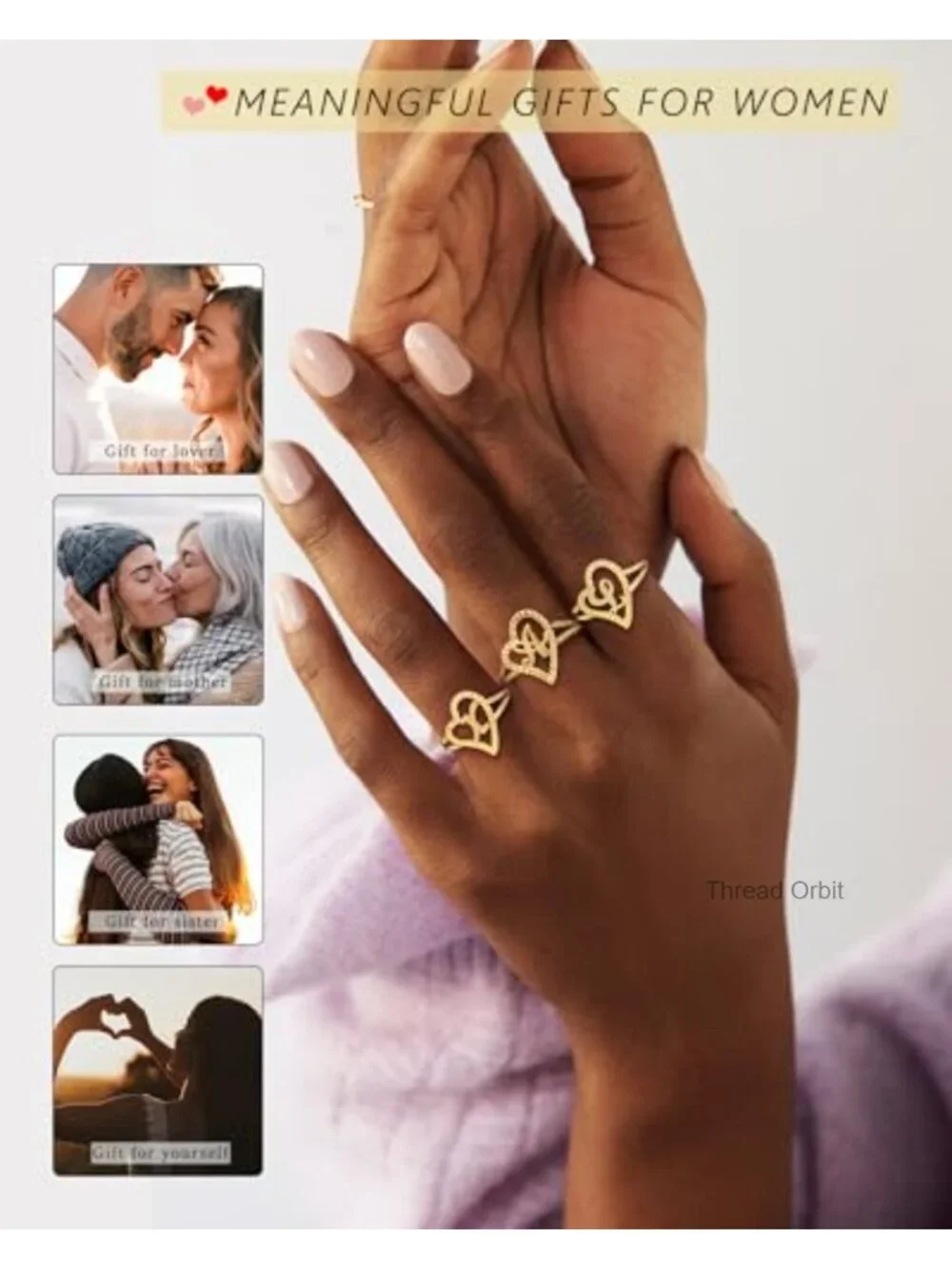 14K Gold Plated Initial Ring Vintage Heart Letter Statement Thumb Ring Size 8